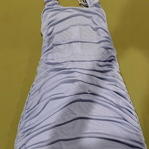 Meshki Light Blue Ruched Mini Dress